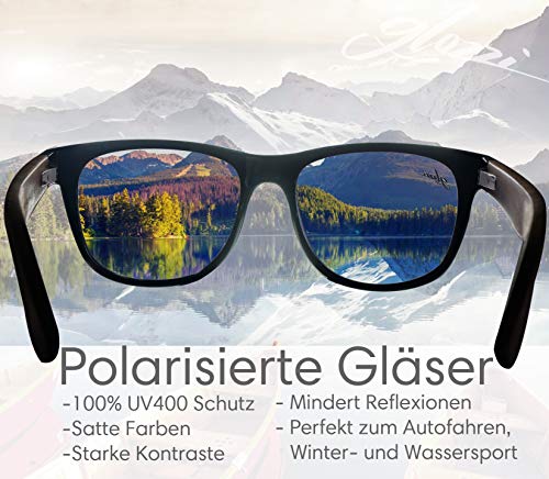 glozzi Gafas de sol madera de bambú para hombre y mujer con lentes reflectantes y polarizadas UV400 de categoría 3 y estuche de corcho - Marrón