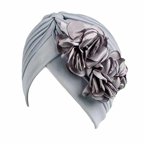 Gorra Beanie De Tela con Flor Color Liso Turbante para Cabeza De Mujer para Cáncer Quimioterapia Chemo Oncológico Noche Pèrdida de Pelo Cabello 2 Unidades (Crupo K, 2)