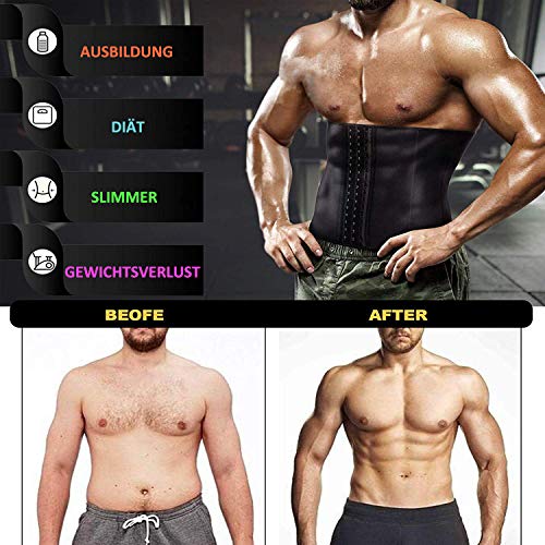 Gotoly Faja Reductora Hombre Neopreno Cintura Entrenador de Sudoración Corset Reductor Abdomen Hombre Ajustable para Deporte Fitness con Efecto Sauna Waist Trainer (M, Negro)