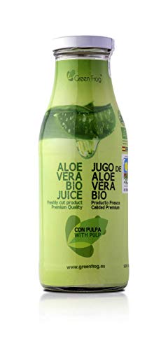 Green Frog Jugo de Aloe Vera Bio con Pulpa, Aloe Vera Fresco para Beber Ecológico Elaborado en España Pack de 6 Botellas, 6x500 ml