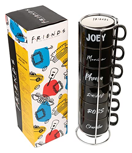 Grupo Erik Juego de tazas de café Friends con soporte - 6 tazas café originales de porcelana - Taza Friends 150 ml - Friends merchandising - Producto con licencia oficial (STAZ001)