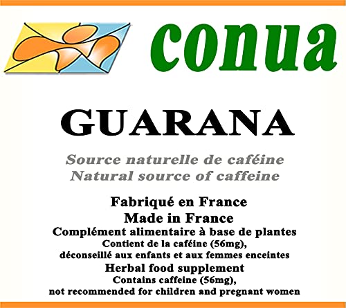 Guaraná 443 mg de polvo pura (que incluye 56 mg de cafeína) 120 cápsulas de acción: adelgazamiento y energía Conua 2003