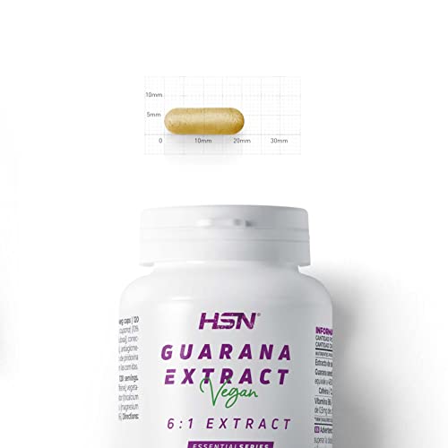 Guaraná de HSN | 120 Cápsulas Vegetales | 4800 mg Extracto Semillas de Guaraná por Dosis Diaria | 6x Veces Más Concentrado de Paullinia cupana | No-GMO, Vegano, Sin Gluten