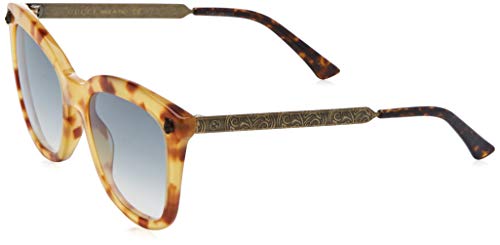 GUCCI GG0217S-003 Gafas de sol, Havana Claro/Detalles Oro Oscuro, 52 para Mujer