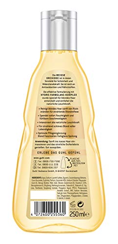 Guhl Champú para fascinación rubia con orquídea blanca, brillo para un rubio natural o teñido, 250 ml