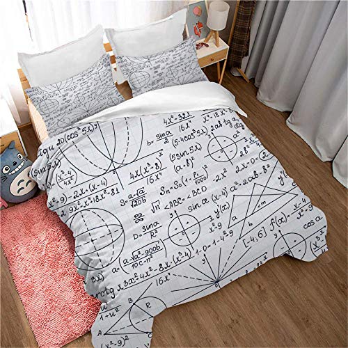 GVJKCZ Funda nórdica estampadaPatrón de fórmula Negro Blanco Juego de Cama de Microfibra 200x200 cm con Cierre de Cremallera +2 Fundas de Almohada 50x75 cm Apto para Adolescentes