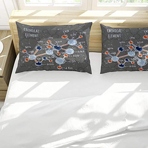 GVJKCZ Funda nórdica Impresa Fórmula Molecular Gris Azul Naranja Ropa de Cama de Microfibra 200x200 cm con Cierre de Cremallera +2 Fundas de Almohada 50x75 cm Apto para Adolescentes