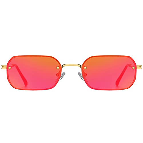 H HELMUT JUST Gafas de Sol Pequeñas para Mujer Hombre Rectangulares Retro Vintage sin Montura UV400