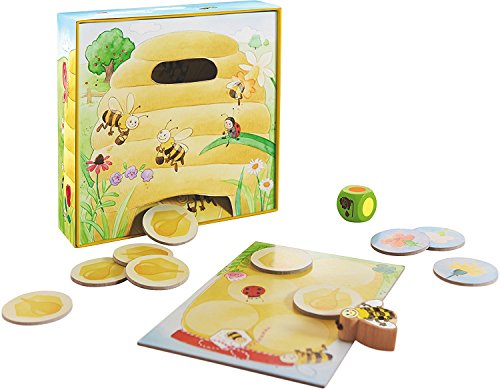 HABA Mis Primeros Juegos - Abella la Abeja - Juego cooperativo de Dados de Color para 1 – 4 Jugadores de 2 años, para Aprender los Colores, 301839