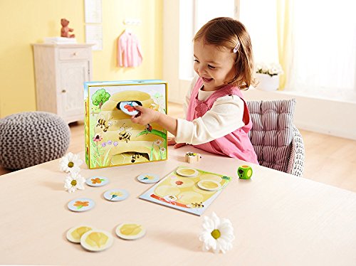 HABA Mis Primeros Juegos - Abella la Abeja - Juego cooperativo de Dados de Color para 1 – 4 Jugadores de 2 años, para Aprender los Colores, 301839