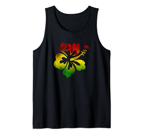 Hawaii Hibiscus Flor Rasta Hawaiana Colores de agua Camiseta sin Mangas