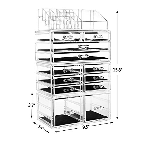 HBselect Organizador de Maquillaje de 8 Niveles, Transparente Acrílico Tocador Caja Organizadora Maquillaje, Cosméticos Joyería Organizador para Guardar Esmalte Uñas Pintalabios Delineador De Ojos