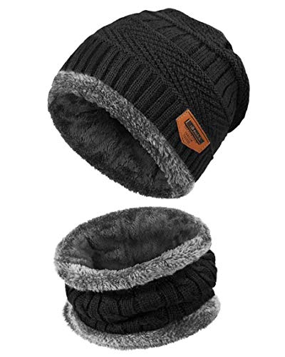 heekpek Gorro Invierno Hombre con Bufanda, Calentar Sombreros Gorras Beanie de Punto Gorro y Bufanda Invierno Hombre Beanie con Bufanda