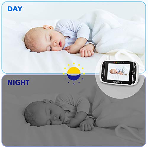 HelloBaby HB32 Vigilabebés Monitor Inalámbrico de Vídeo con Cámara Digital, Vigilancia de la Temperatura de Visión Nocturnay 2 Way Talkback System