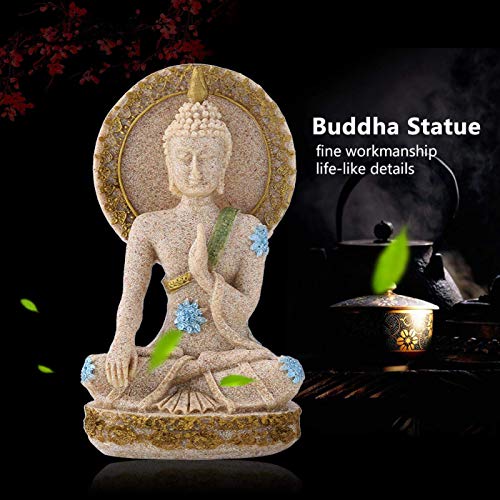 HERCHR Decoración de Buda, estatuilla de Buda, estatuas de Mano, Piedra Arenisca Fengshui, decoración de Escritorio, Regalo para decoración del Hotel en casa