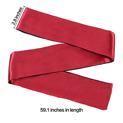 Hestya 2 Pack de 2 Máscara de dormir Satén Ojos con los ojos vendados, 150 cm (negro rosa roja y negro)