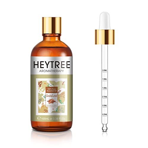 HEYTREE Aceite esencial de sándalo para ayudar a calmar la mente, apoyando los sentimientos de paz y concentración - Aroma exquisitamente suave y amaderado -Perfecto para la difusor, sueño, relajación