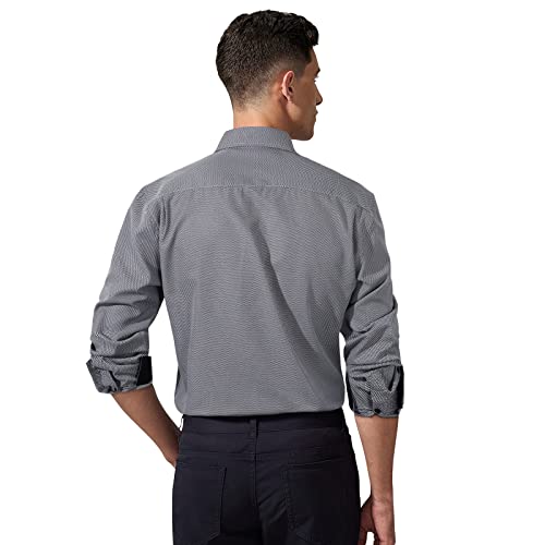 HISDERN Camisas Manga Larga Hombre Camisa de Vestir Formal Casual para Hombre Camisa Pata de Gallo con Bolsillo Slim Fit Elegante para Cena Trabajo,Gris 2,XL