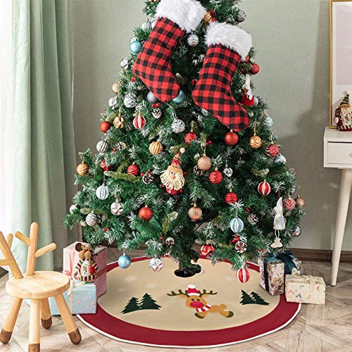 Hleane Falda redonda de reno para árbol de Navidad, decoración para el árbol de Navidad, protección contra las agujas de abeto, cálida roja, para decoración del hogar, 120 cm