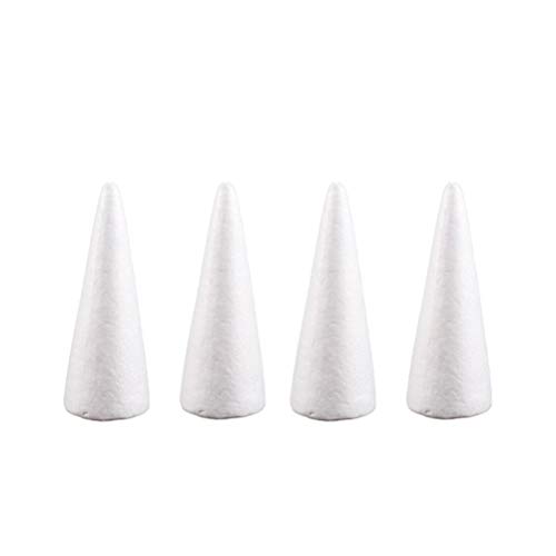 Holibanna conos de espuma artesanía en forma de cono de espuma de poliestireno blanco árbol de navidad mesa centro de mesa arreglos florales accesorios 10 piezas 18.5 cm