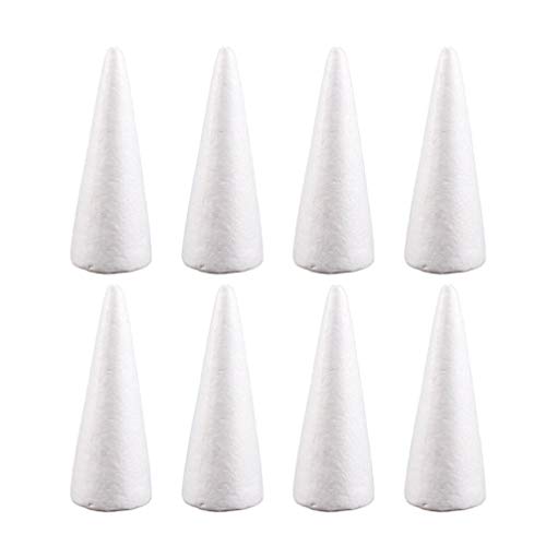 Holibanna conos de espuma artesanía en forma de cono de espuma de poliestireno blanco árbol de navidad mesa centro de mesa arreglos florales accesorios 10 piezas 18.5 cm