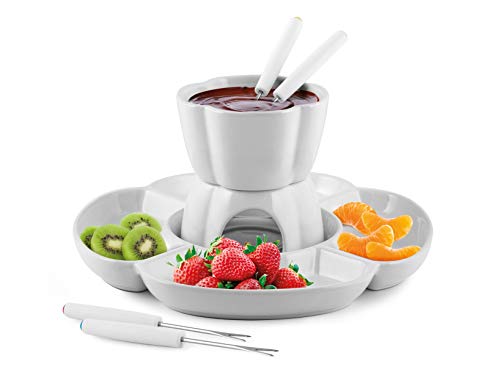 Home Chocolat juego de Fondue Chocolate para 4 personas, Color blanco