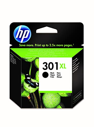 HP 301XL CH563EE, Negro, Cartucho de Tinta de Alta Capacidad Original, Compatible con impresoras de inyección de tinta HP DeskJet, OfficeJet, ENVY