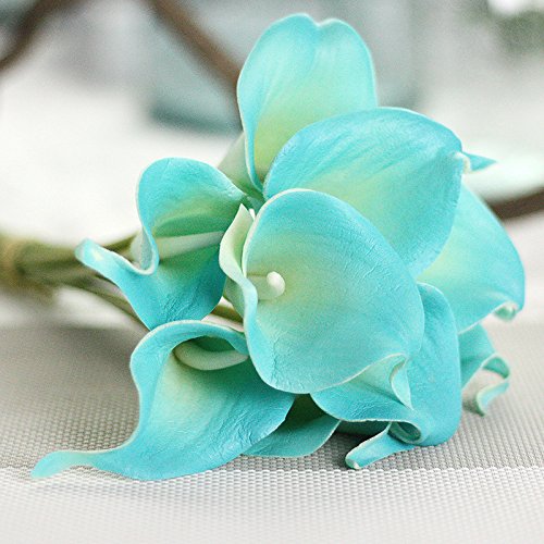 huaao 12pcs Lirios de Cala Flores Artificiales en Latex, Flores Falsos Realista Decoración Aniversario, Matrimonio, Boda, Hogar, Fiesta, Oficina, Arreglos Florales, Bouquets Flor Nupcial, Azul