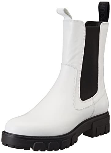 HUGO Axel Ch. Bootie-C, Botas Estilo Chelsea Mujer, White100, 38 EU