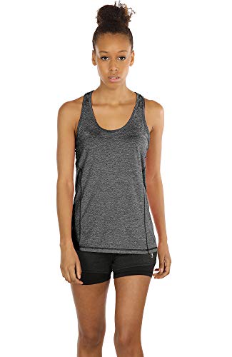 icyzone Camiseta de Tirantes Fitness Deportiva Mujer, Pack de 3 (S, Carboncillo/Jam/Rosado)