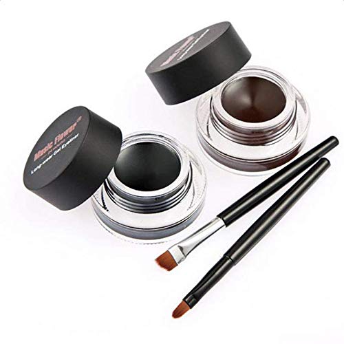 Inconpro Waterproof Delineador de Ojos en Gel Eyeliner Brocha para Maquillaje Y Plantillas para Maquillaje Negro y Marrón Pretty Eye Efecto Smudge Negro Brillo Crema Cosméticos