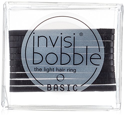 Invisibobble Basic True Black, The Light Hair Ring, ultraligera pelo goma para cada día, 10 unidades