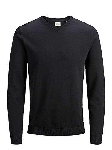 Jack & Jones Jjebasic Knit V-Neck Noos Suéter, Negro (Black), L para Hombre