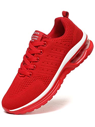 JIANKE Zapatillas Deportivas Mujer Zapatos de Ligero Cojín de Aire Transpirables Moda Running Fitness Caminar Rojo 42 EU