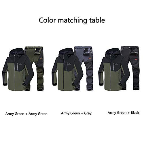 JIANYE Chaqueta Softshell Hombre Pantalon Softshell Conjunto Outdoor Transpirables Chaqueta Montaña Pantalones Montaña Ejército Verde+Ejército Verde S