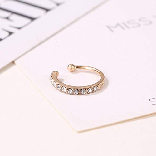 JIUXIAO Cartílago Lady Pendiente Falso Pendiente Cristal Zirconia Ear Cuff Wrap Clip On Ear-Light Yellow Gold Color