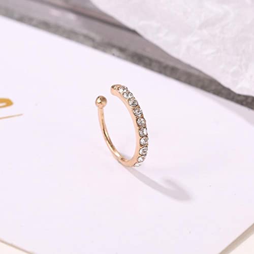 JIUXIAO Cartílago Lady Pendiente Falso Pendiente Cristal Zirconia Ear Cuff Wrap Clip On Ear-Light Yellow Gold Color