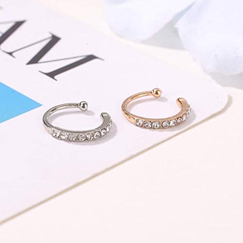 JIUXIAO Cartílago Lady Pendiente Falso Pendiente Cristal Zirconia Ear Cuff Wrap Clip On Ear-Light Yellow Gold Color