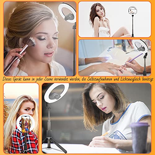 JRCMDS Palo selfie de 6 pulgadas LED con trípode de luz Palo selfie portátil Bluetooth con mando a distancia, adecuado para tomar fotos, maquillaje, YouTube, TikTok Live Transmisión