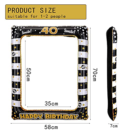 Juego accesorios para fotos cumpleaños, accesorios para cajas fotos, fotomatón feliz cumpleaños, marco fotos inflable 40 años, marco para selfies para mujeres, fiestas celebraciones cumpleaños (40)