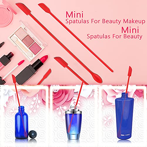 Juego de 8 Mini Espátulas de Silicona Last Drop, Cuchara larga reutilizable de maquillaje de goma pequeña para cocina, belleza, maquillaje, cosméticos, loción, resina, paleta hecha a mano, rojo