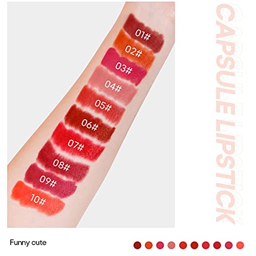 Juego de lápiz labial de 10 piezas con diseño de mini cápsula de chocolate, brillo de labios con textura de mousse, lápiz labial mate hidratante y sedoso