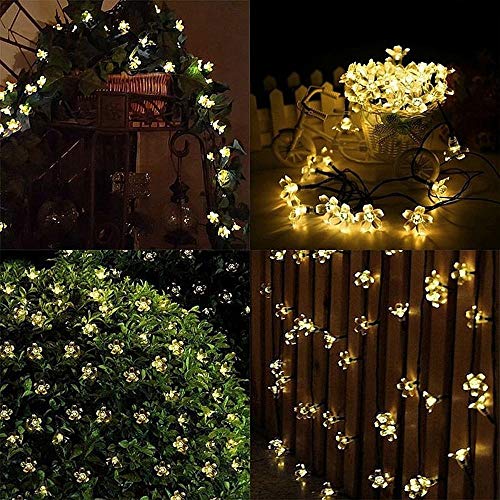 JZK Cadena de luces solar LED 6.5 metros guirnalda luces exterior solar luces decorativas impermeable con 8 modos para fiestas jardín terraza boda arbol de navidad patio