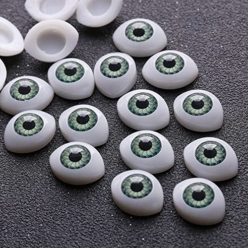 KALUO Accesorios para manualidades de bricolaje Juguetes de animales para hacer marionetas de peluche Ojos DIY Juguete Ojos Bjd Doll Eyeball Plastic Doll Eyes Doll Safety Eyes(11x14mm Verde)