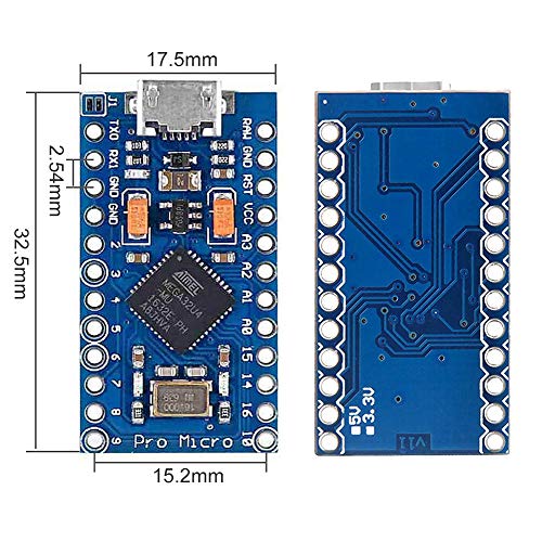 KeeYees Pro Micro ATmega32U4 5V 16MHz Micro USB Placa de Desarrollo Módulo Microcontrolador para Arduino IDE Leonardo Bootloader