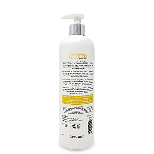 Kefus - Locion Corporal Aceite Hiperico, 500 ml | Body Milk con Vitamina E para Pieles Sensibles, Secas y Desnutridas | Balsamo Corporal para Aplicar Despues de Tomar el Sol