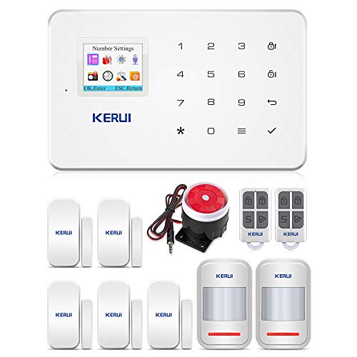 KERUI G18 Sistema Alarma gsm(NO WiFi) Inalámbrico Control Remoto por Call/SMS/App - Kit Alarma Antirrobo Casa DIY con Sensor Puerta/Detector Movimiento PIR/Mando a Distancia para Hogar/Tienda/Garaje