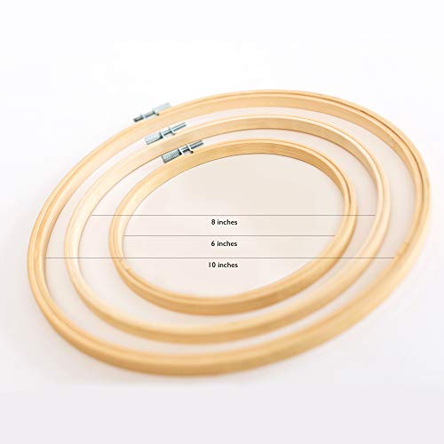 KORBOND Bastidor para Bordar de 20 cm, para Punto de Cruz, Manualidades, Ganchillo, Costura, enmarcar, 100% bambú Natural, 20cm