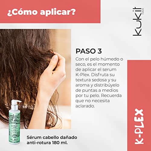 Kukit Hair K-Plex S3 | Serum Tratamiento Sin Aclarado Anti-Rotura con Plex | Tratamiento de Reparación Profunda para Rotura Capilar | 180 ml