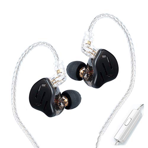 KZ Zax 1DD 7BA HiFi in Ear Monitor Músico Auricular Auricular Híbrido Driver Metal Auriculares con Cable de Auricular desmontable (con Micrófono, Negro)